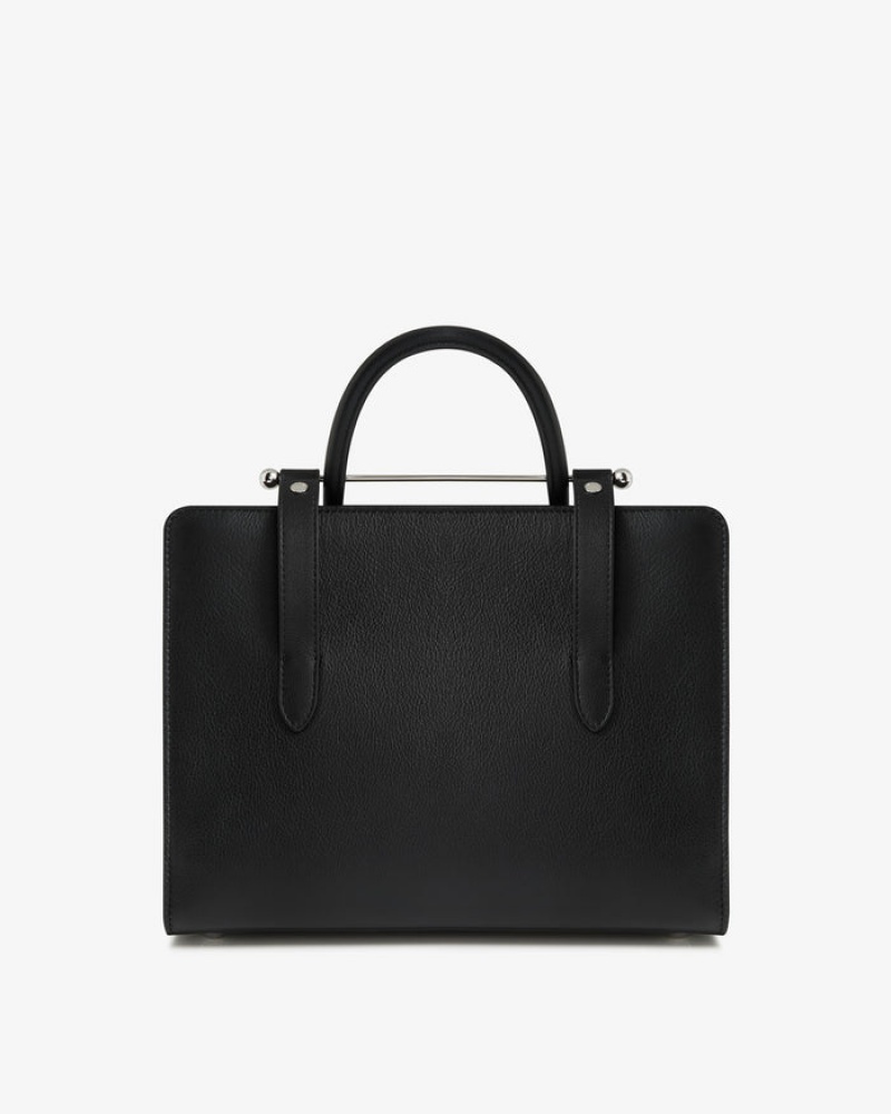 Black Strathberry The Midi Tote With Hardware Crossbody Bag | UK SBIJ-74190