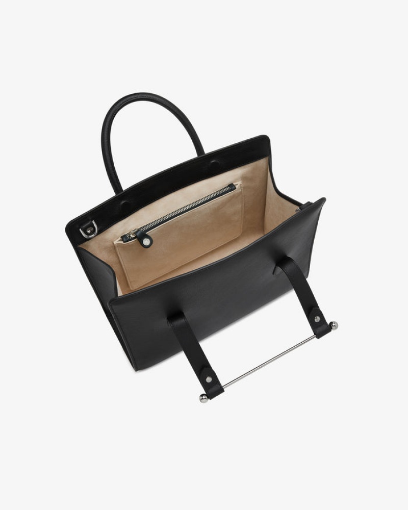 Black Strathberry The Midi Tote With Hardware Crossbody Bag | UK SBIJ-74190