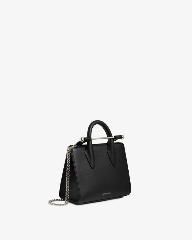 Black Strathberry The Nano Tote With Hardware Mini Bag | UK NEUI-95210