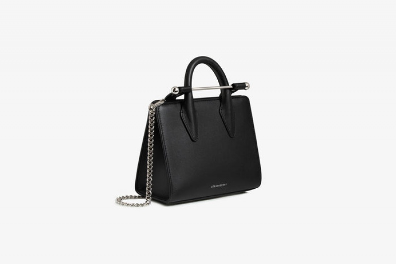 Black Strathberry The Nano Tote With Hardware Mini Bag | UK NEUI-95210