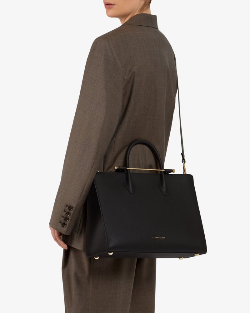 Black Strathberry The Tote Shoulder Bag | UK SOUF-85291