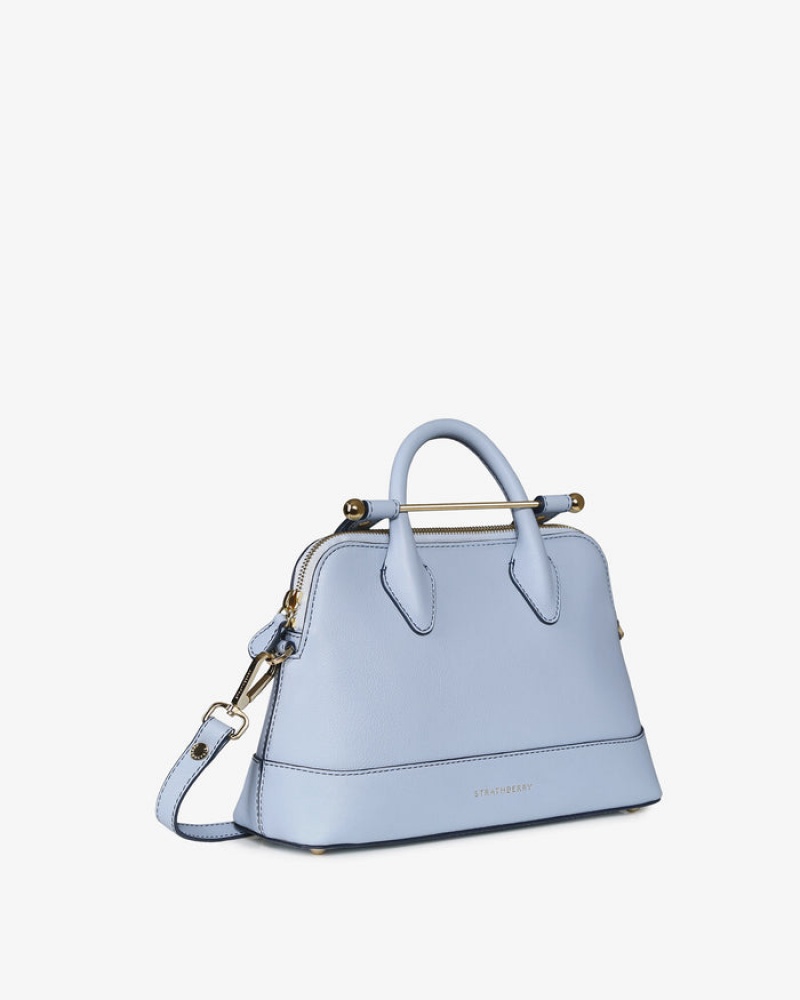 Blue Strathberry Dome Mini With Edge/Stitch Top Handle Bag | UK AQRG-50269