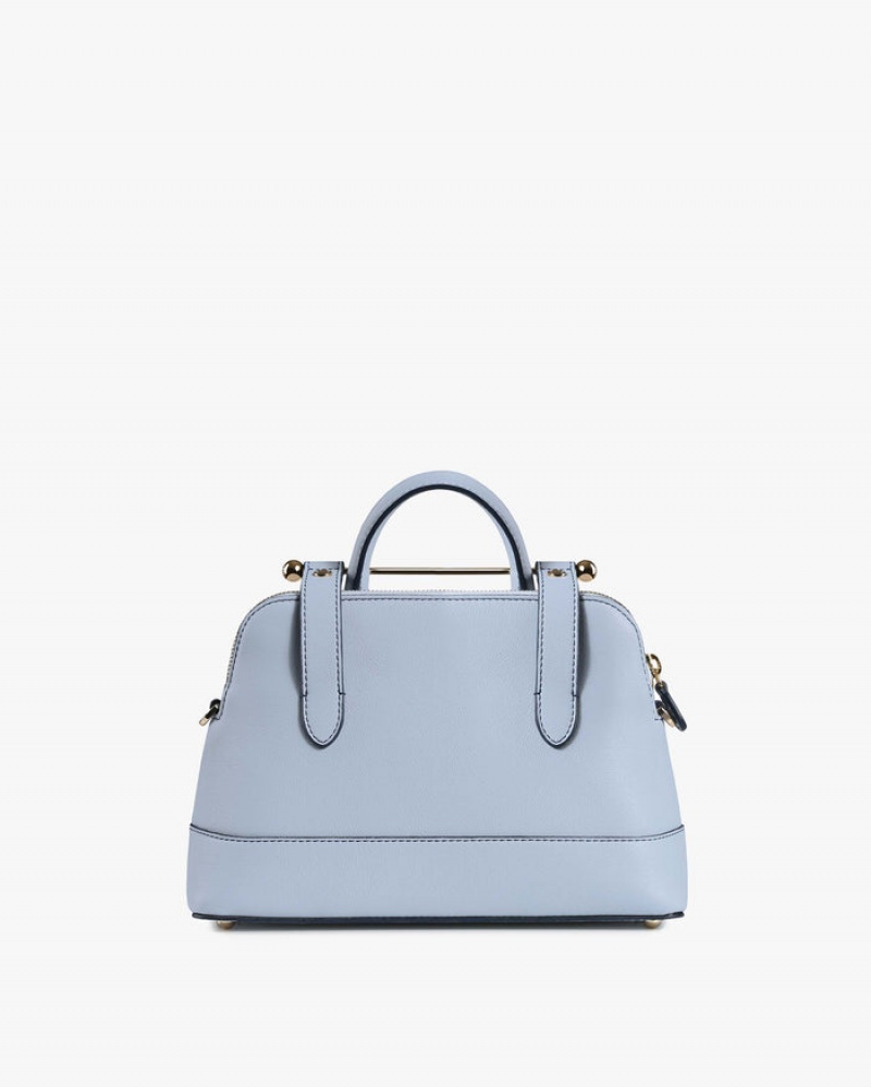 Blue Strathberry Dome Mini With Edge/Stitch Top Handle Bag | UK AQRG-50269