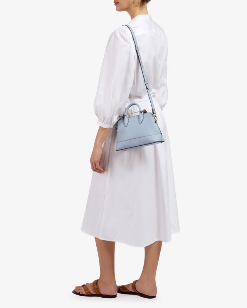 Blue Strathberry Dome Mini With Edge/Stitch Top Handle Bag | UK AQRG-50269