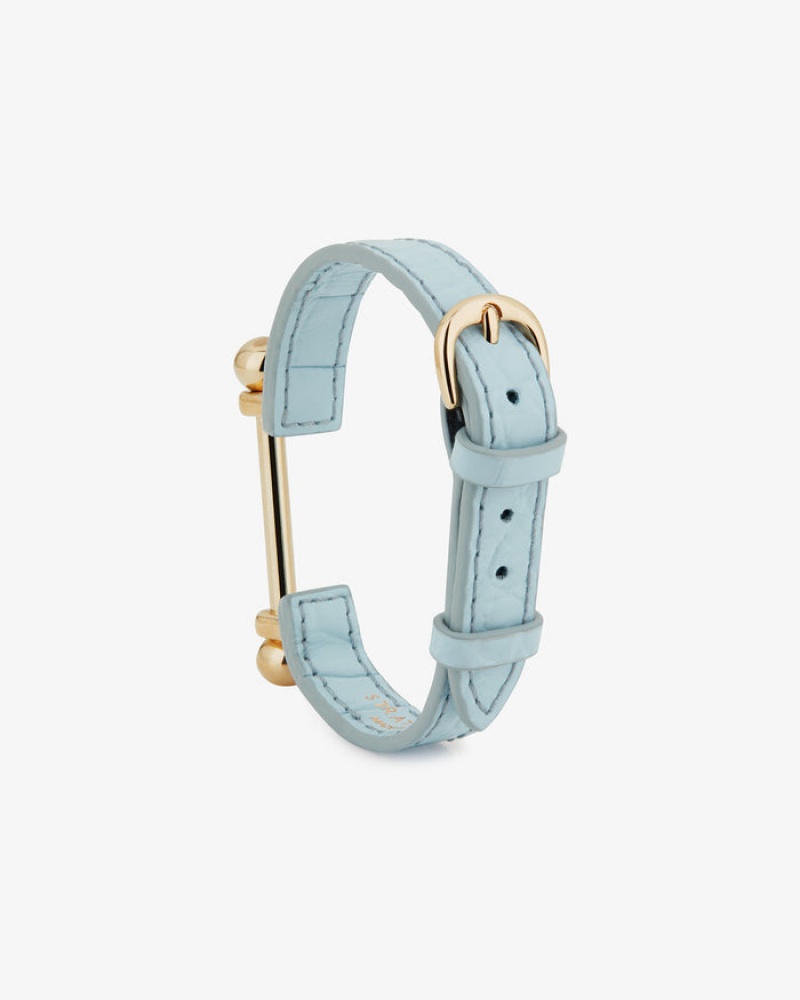 Blue Strathberry Music Bar Croc-Embossed Leather Bracelet | UK YRMS-16957