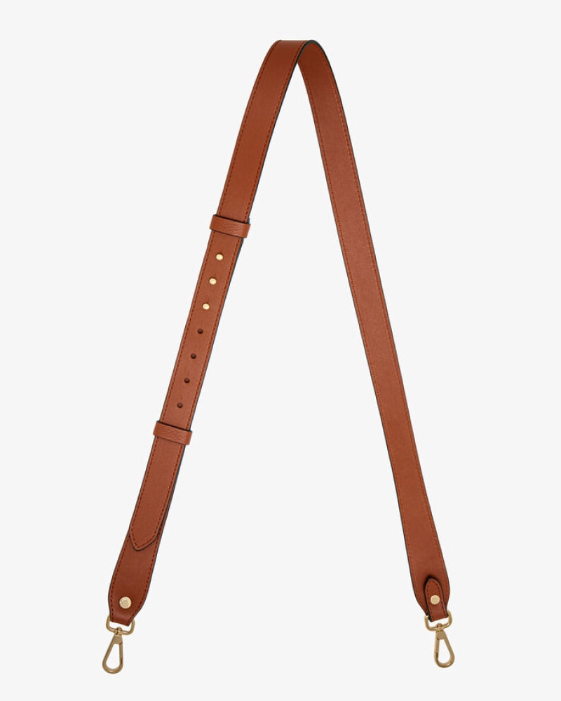 Brown Strathberry Adjustable Leather Bag Strap | UK KRDJ-08769