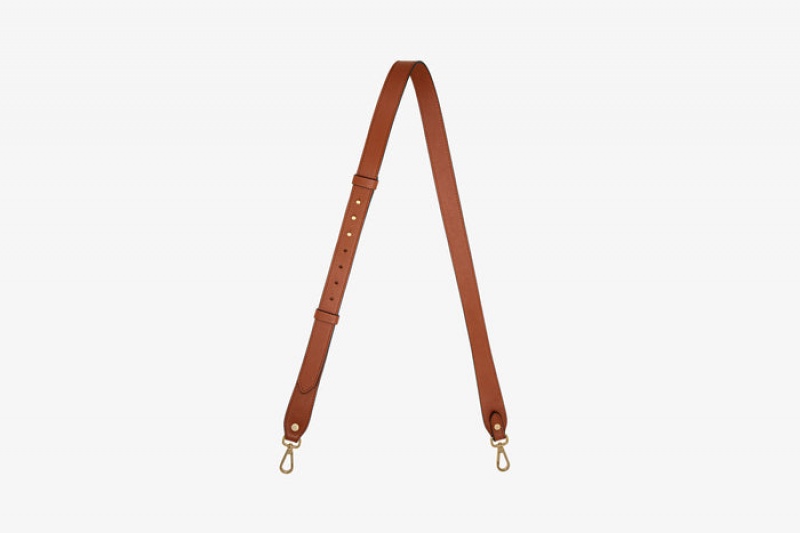 Brown Strathberry Adjustable Leather Bag Strap | UK KRDJ-08769