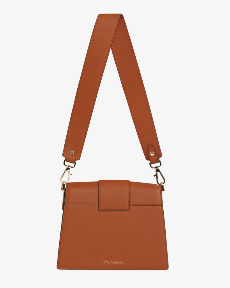 Brown Strathberry Box Crescent Crossbody Bag | UK ZEKN-65082