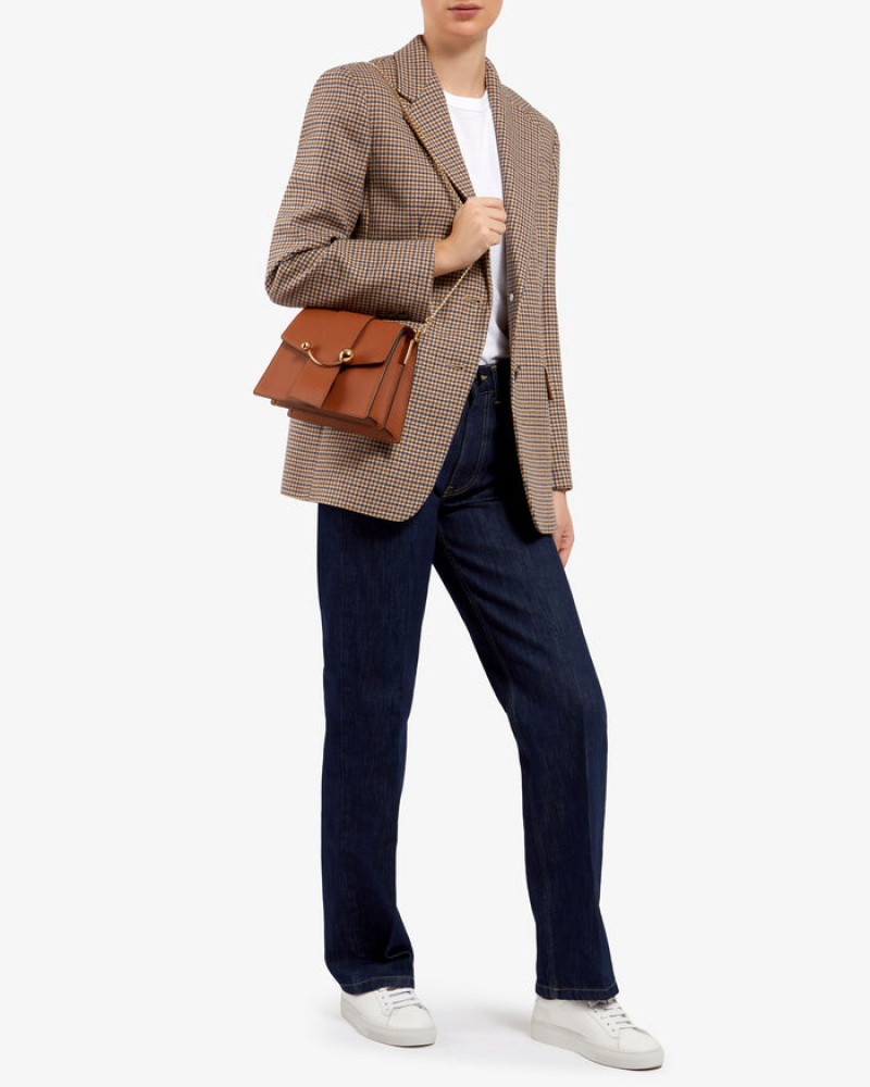 Brown Strathberry Box Crescent Crossbody Bag | UK ZEKN-65082