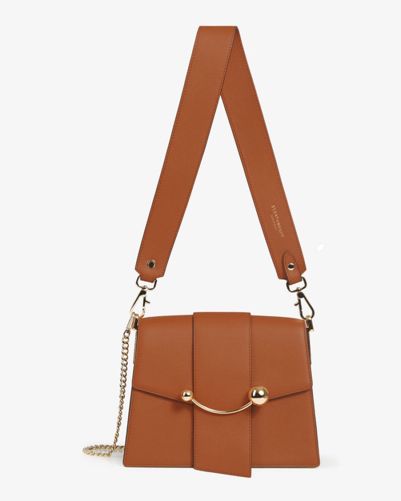 Brown Strathberry Box Crescent Mini Bag | UK QFTZ-53617