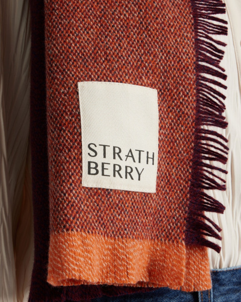 Brown Strathberry Cashmere Wool Colourblock Scarf | UK PFMU-96137