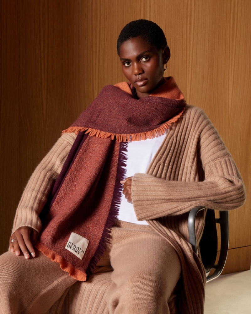 Brown Strathberry Cashmere Wool Colourblock Scarf | UK PFMU-96137