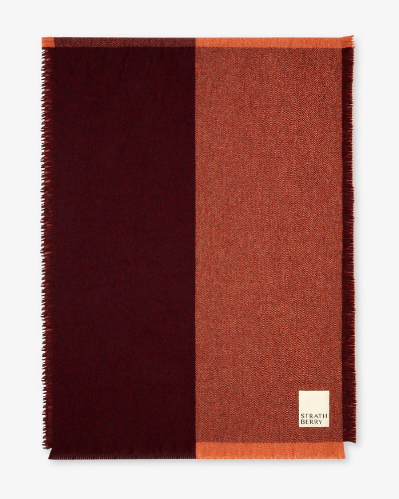 Brown Strathberry Cashmere Wool Colourblock Scarf | UK PFMU-96137