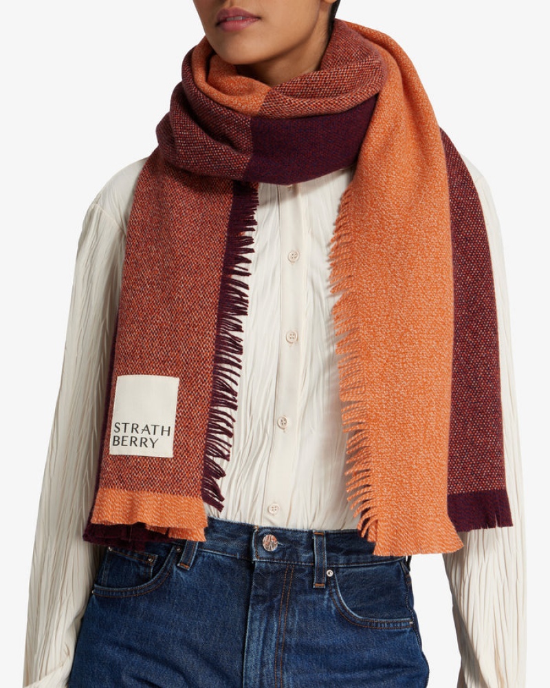 Brown Strathberry Cashmere Wool Colourblock Scarf | UK PFMU-96137