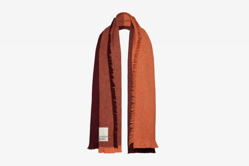 Brown Strathberry Cashmere Wool Colourblock Scarf | UK PFMU-96137