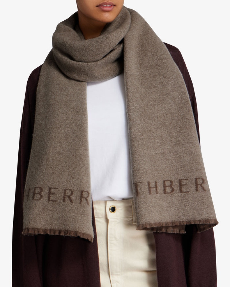 Brown Strathberry Cashmere Wool Logo Scarf | UK VKGR-79650