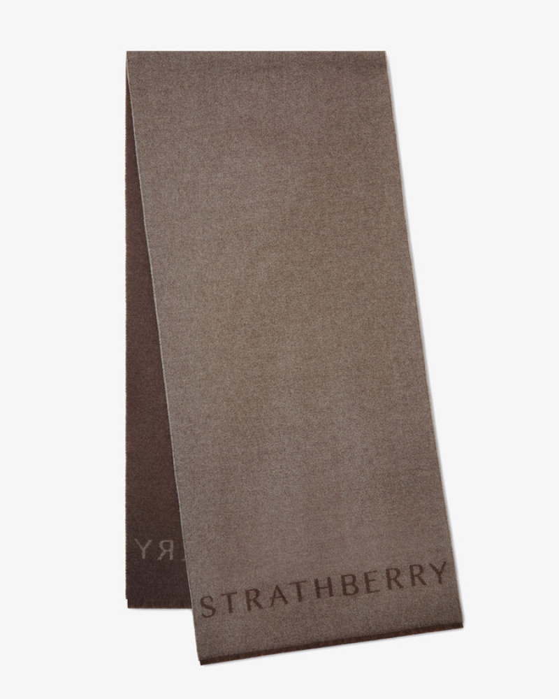 Brown Strathberry Cashmere Wool Logo Scarf | UK VKGR-79650