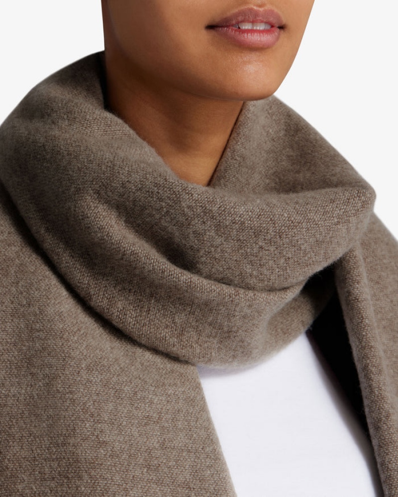 Brown Strathberry Cashmere Wool Logo Scarf | UK VKGR-79650