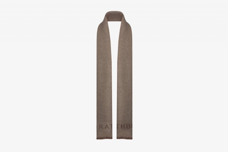 Brown Strathberry Cashmere Wool Logo Scarf | UK VKGR-79650