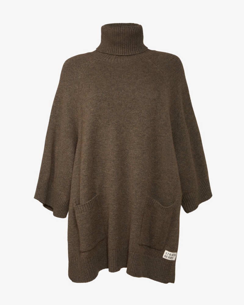 Brown Strathberry Cashmere Wool Rollneck Pullover | UK NCWI-60278