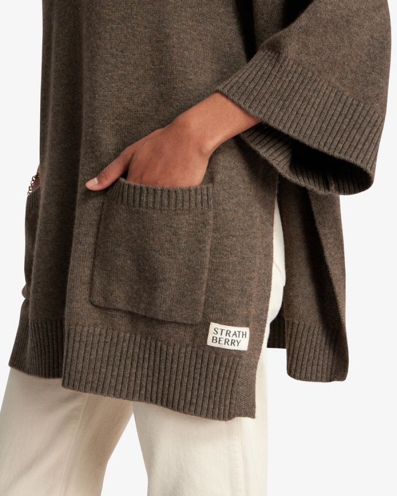 Brown Strathberry Cashmere Wool Rollneck Pullover | UK NCWI-60278