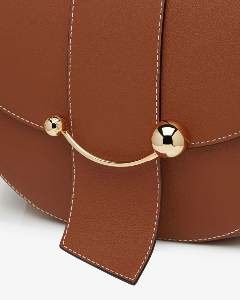 Brown Strathberry Crescent Satchel With Stitch Shoulder Bag | UK QIYZ-47236