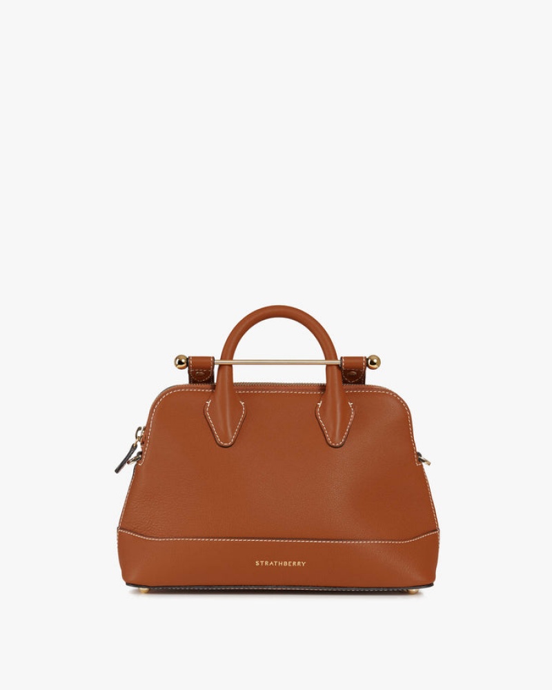 Brown Strathberry Dome Mini With Stitch Top Handle Bag | UK FYWK-95463