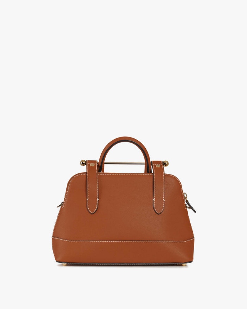 Brown Strathberry Dome Mini With Stitch Top Handle Bag | UK FYWK-95463