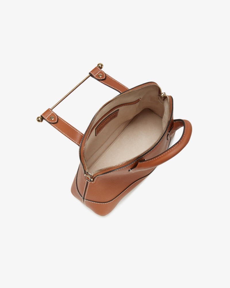 Brown Strathberry Dome Mini With Stitch Top Handle Bag | UK FYWK-95463