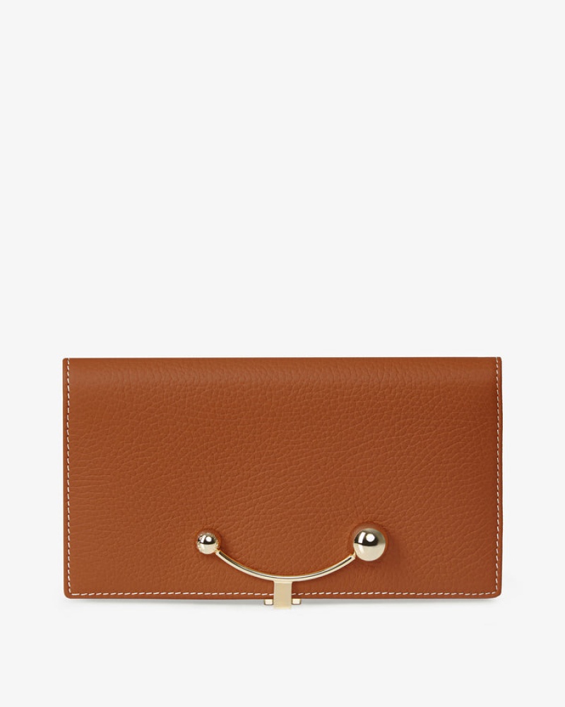 Brown Strathberry Large Crescent With Stitch Wallet | UK MREU-25476