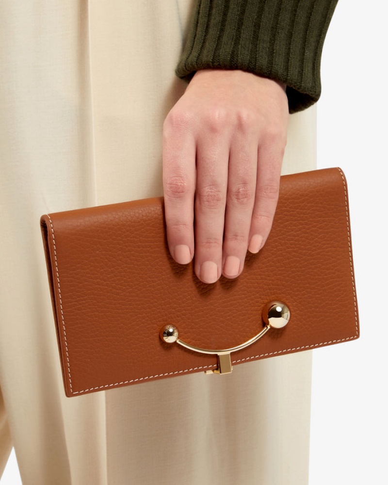 Brown Strathberry Large Crescent With Stitch Wallet | UK MREU-25476