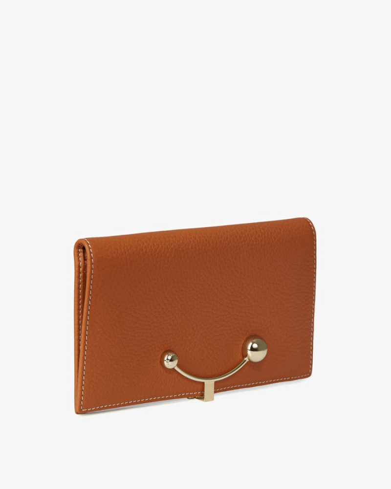 Brown Strathberry Large Crescent With Stitch Wallet | UK MREU-25476