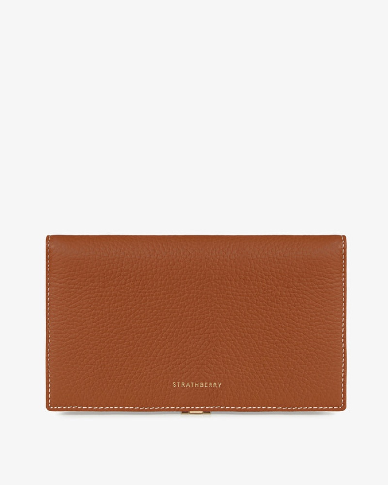 Brown Strathberry Large Crescent With Stitch Wallet | UK MREU-25476