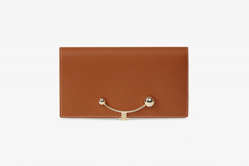 Brown Strathberry Large Crescent With Stitch Wallet | UK MREU-25476