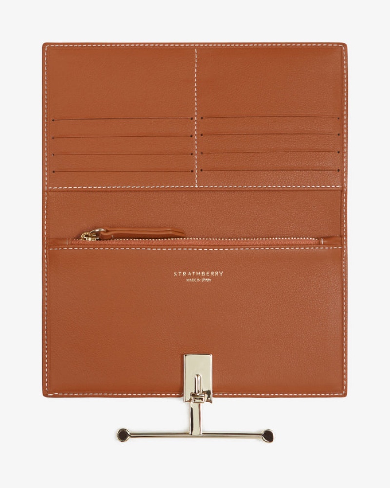 Brown Strathberry Large Melville Street With Stitch Wallet | UK YQAL-13975