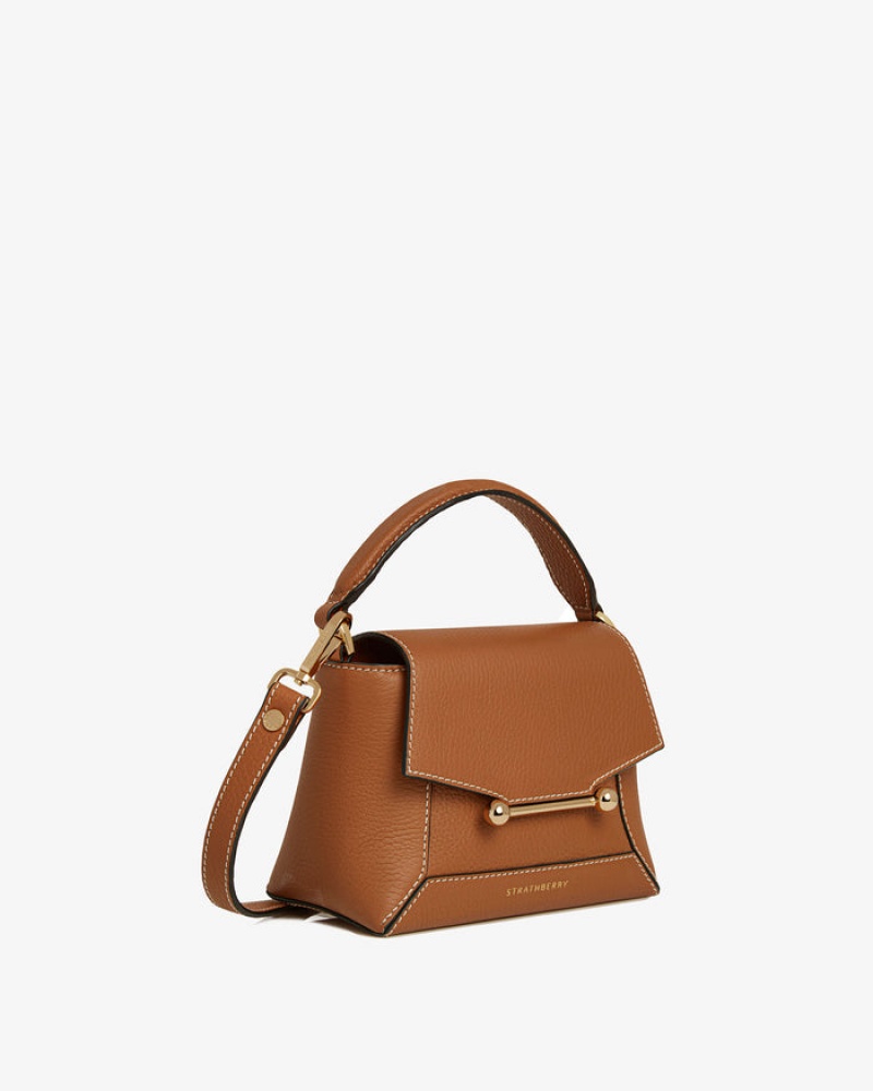 Brown Strathberry Mosaic Nano With Stitch Crossbody Bag | UK UQHS-87952