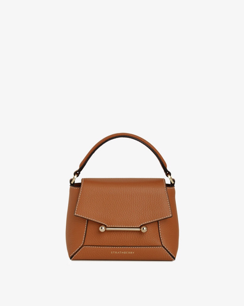 Brown Strathberry Mosaic Nano With Stitch Crossbody Bag | UK UQHS-87952