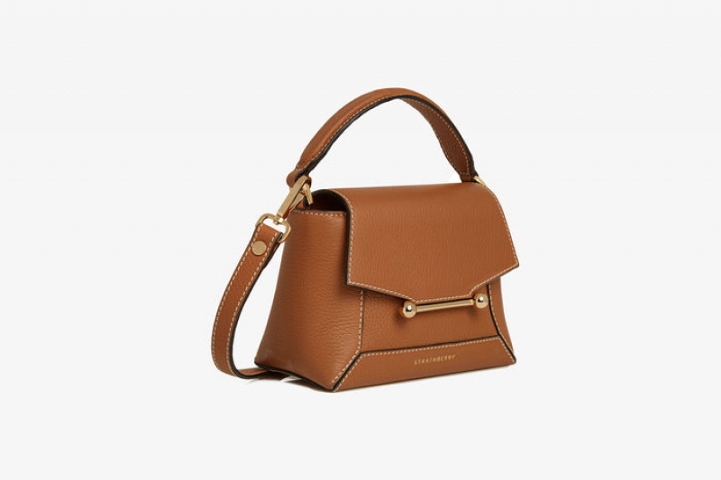 Brown Strathberry Mosaic Nano With Stitch Crossbody Bag | UK UQHS-87952