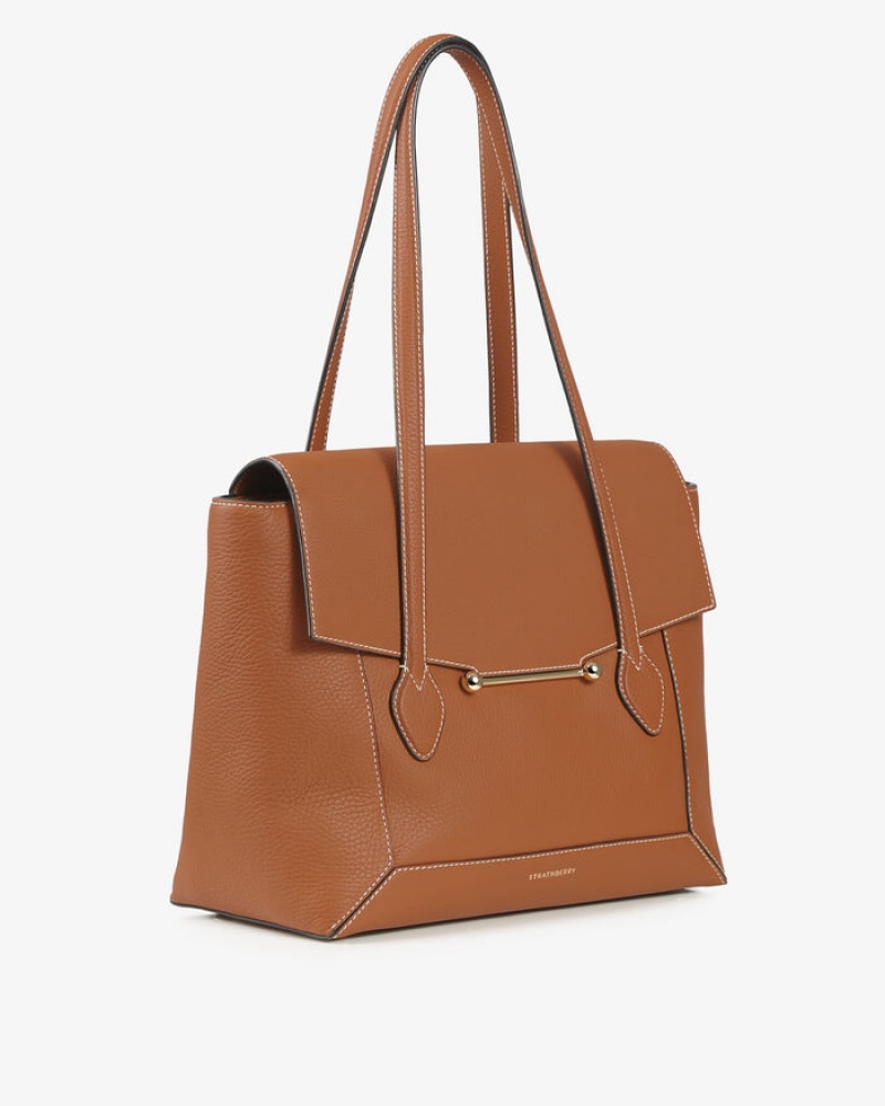 Brown Strathberry Mosaic Tote With Stitch Shoulder Bag | UK HGCA-83014