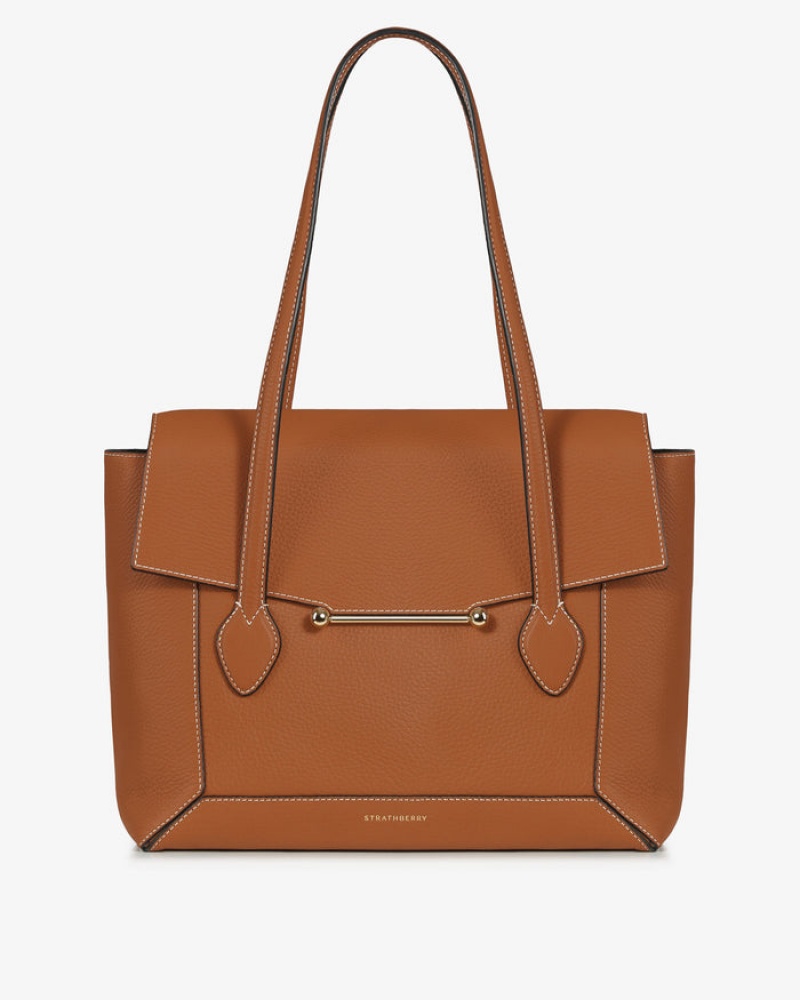 Brown Strathberry Mosaic Tote With Stitch Shoulder Bag | UK HGCA-83014