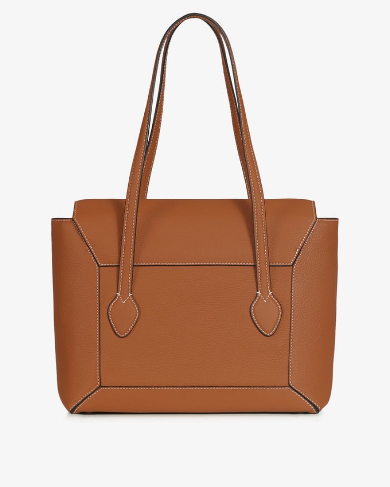 Brown Strathberry Mosaic Tote With Stitch Top Handle Bag | UK UDHT-51763