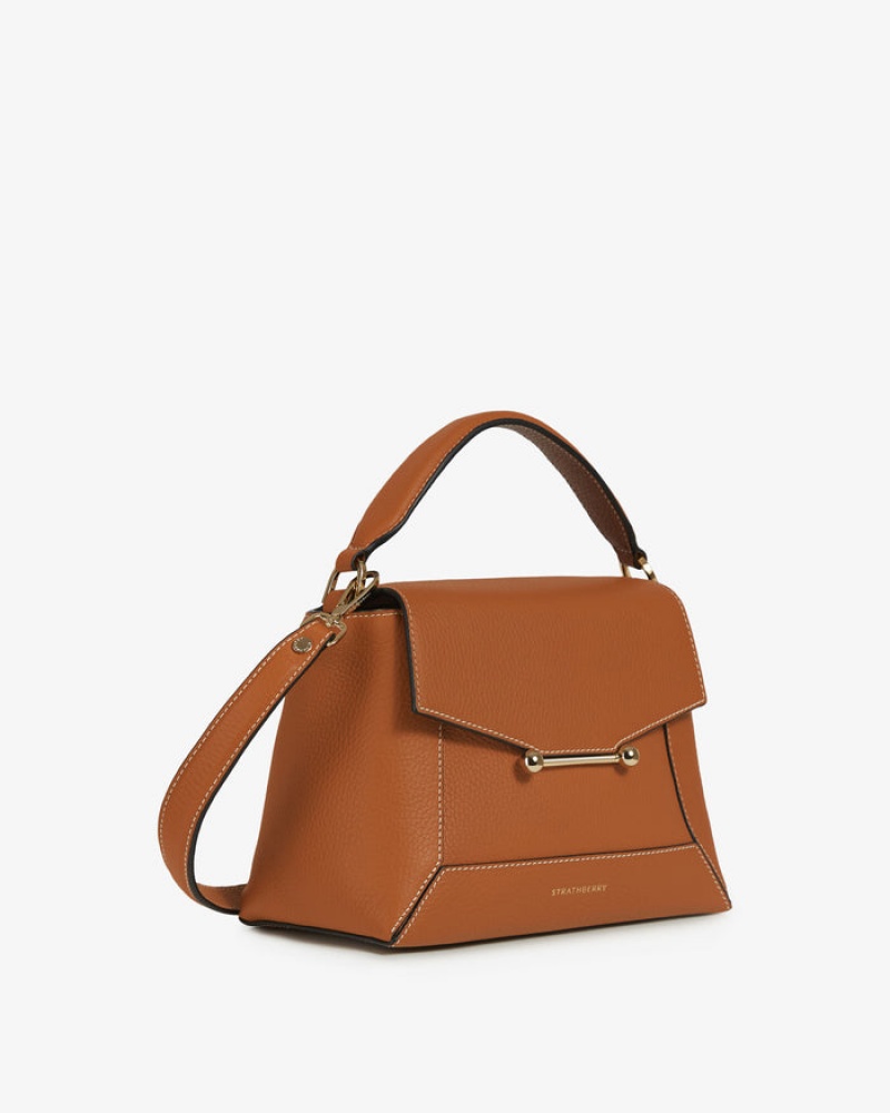 Brown Strathberry Mosaic With Stitch Top Handle Bag | UK HXVA-76950