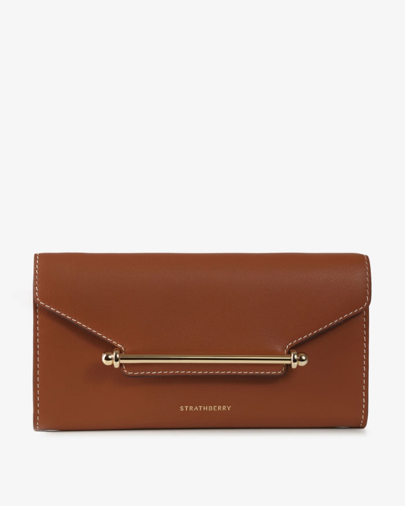 Brown Strathberry Multrees Chain Wallet With Stitch Clutch Bag | UK WVLK-32860