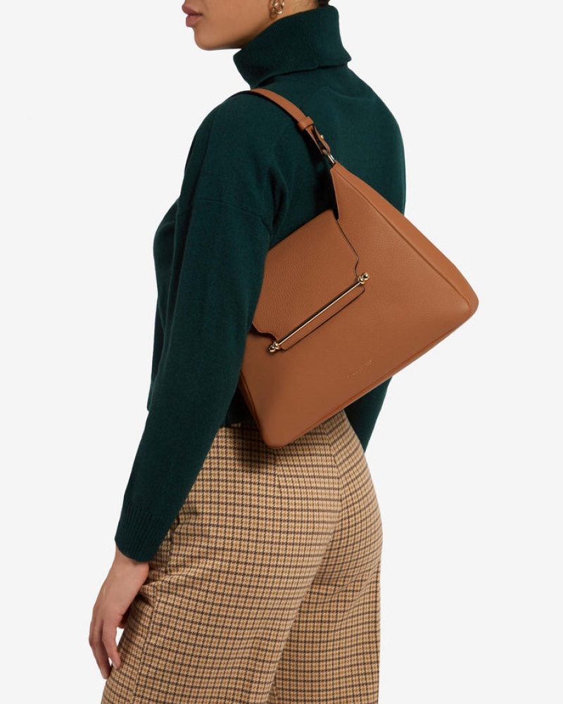 Brown Strathberry Multrees Midi Hobo Crossbody Bag | UK IOKH-60973