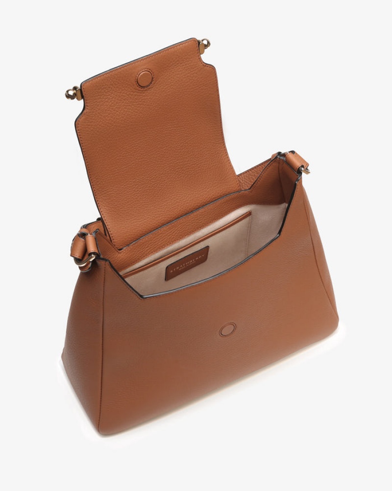 Brown Strathberry Multrees Midi Hobo Crossbody Bag | UK IOKH-60973