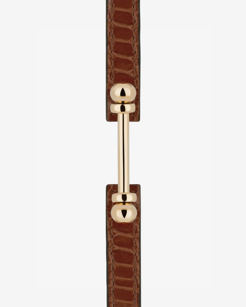 Brown Strathberry Music Bar Croc-Embossed Leather Bracelet | UK ELCG-57198