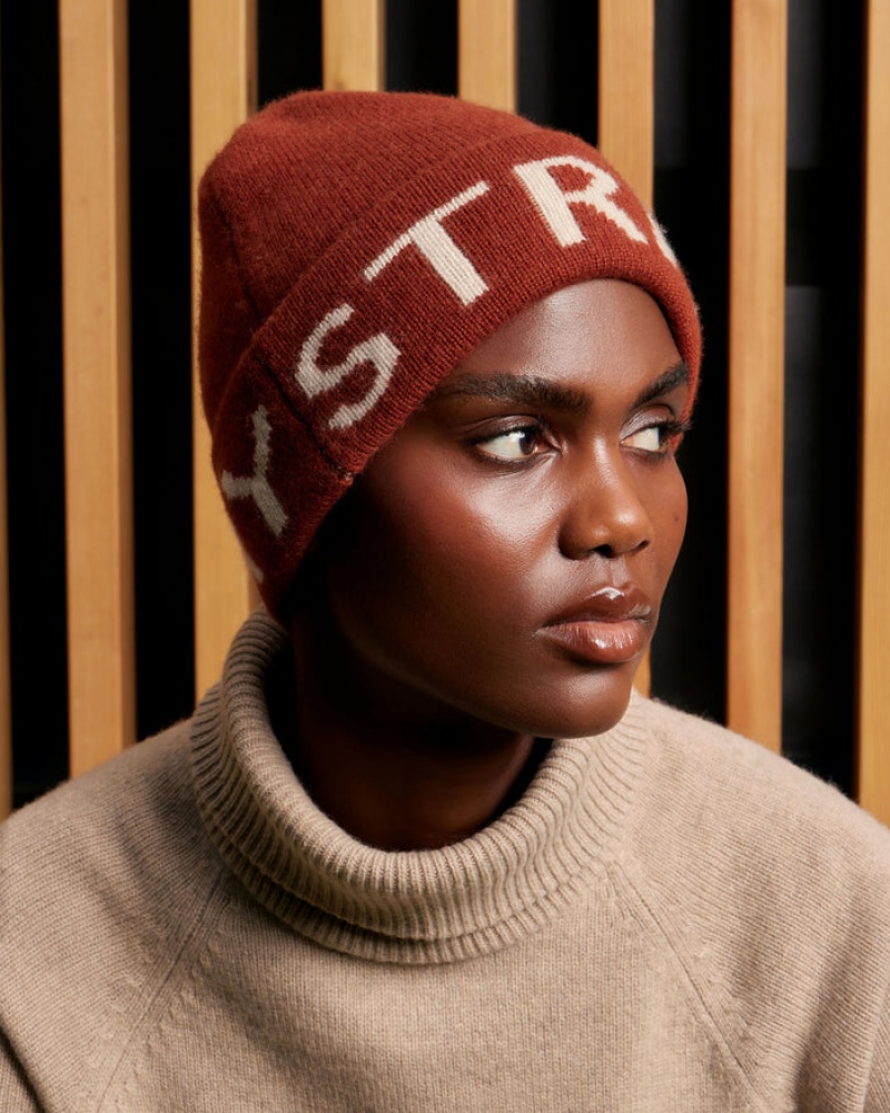 Brown Strathberry Pure Cashmere Logo Beanie | UK SJAE-59684