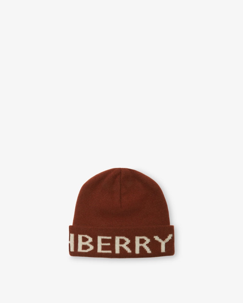 Brown Strathberry Pure Cashmere Logo Beanie | UK SJAE-59684