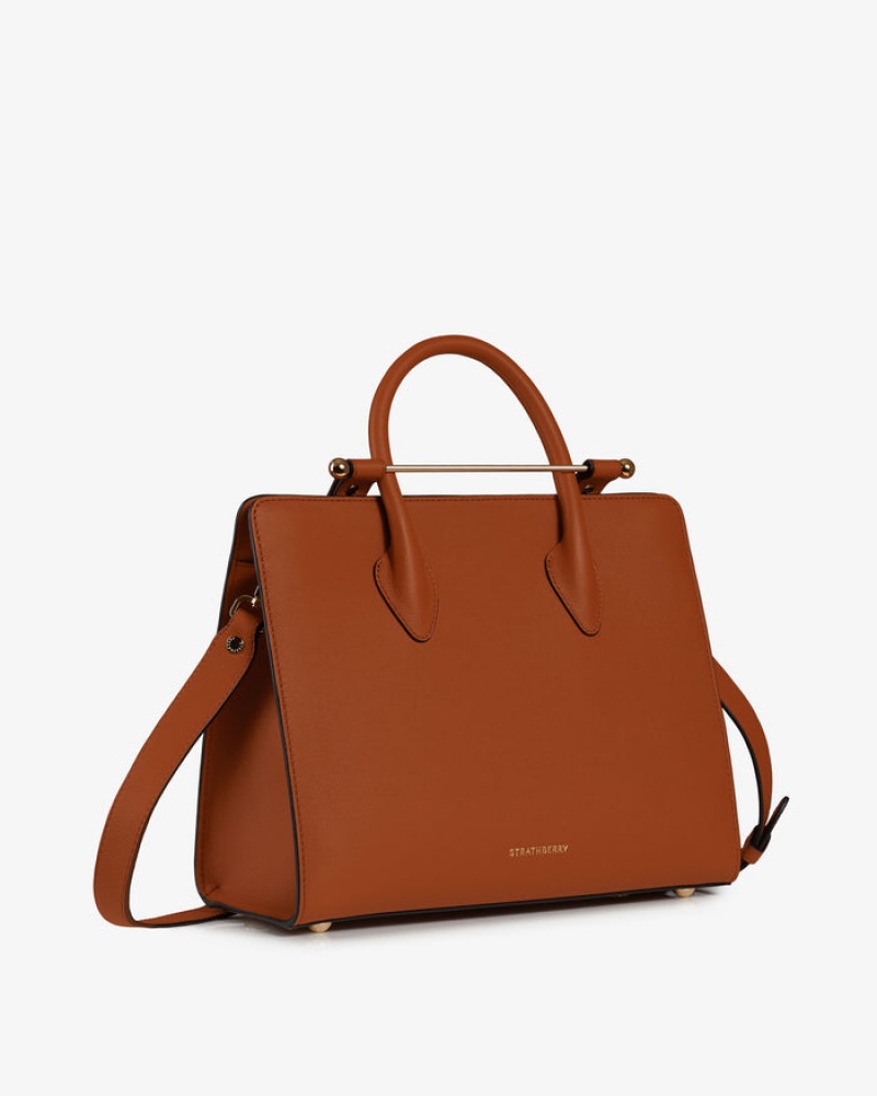 Brown Strathberry The Midi Tote Crossbody Bag | UK JUQD-27349