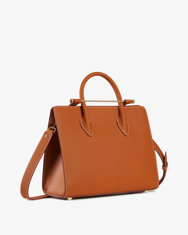 Brown Strathberry The Midi Tote Crossbody Bag | UK EVOJ-49806